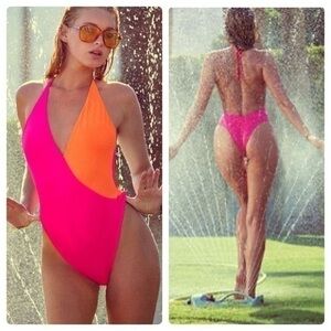 Victoria Secret Vintage 2015 Rare Color-block Plunge Cheeky one piece